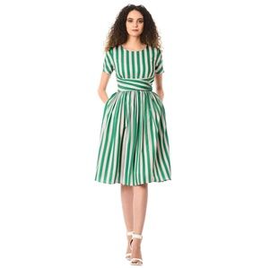 Green Stripe Waist Dress